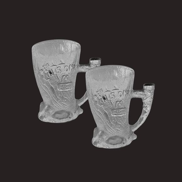1993 McDonald’s Flintstones Movie Mugs – Set of 2 Frosted Glass Steins - Picture 3 of 3